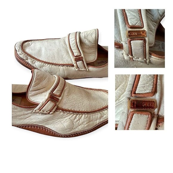 Vintage Gucci Men’s Loafers Ivory Leather Logo Buckle 1970s Italy main image 4